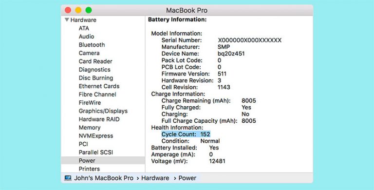 Рекомендуется обслуживание аккумулятора macbook