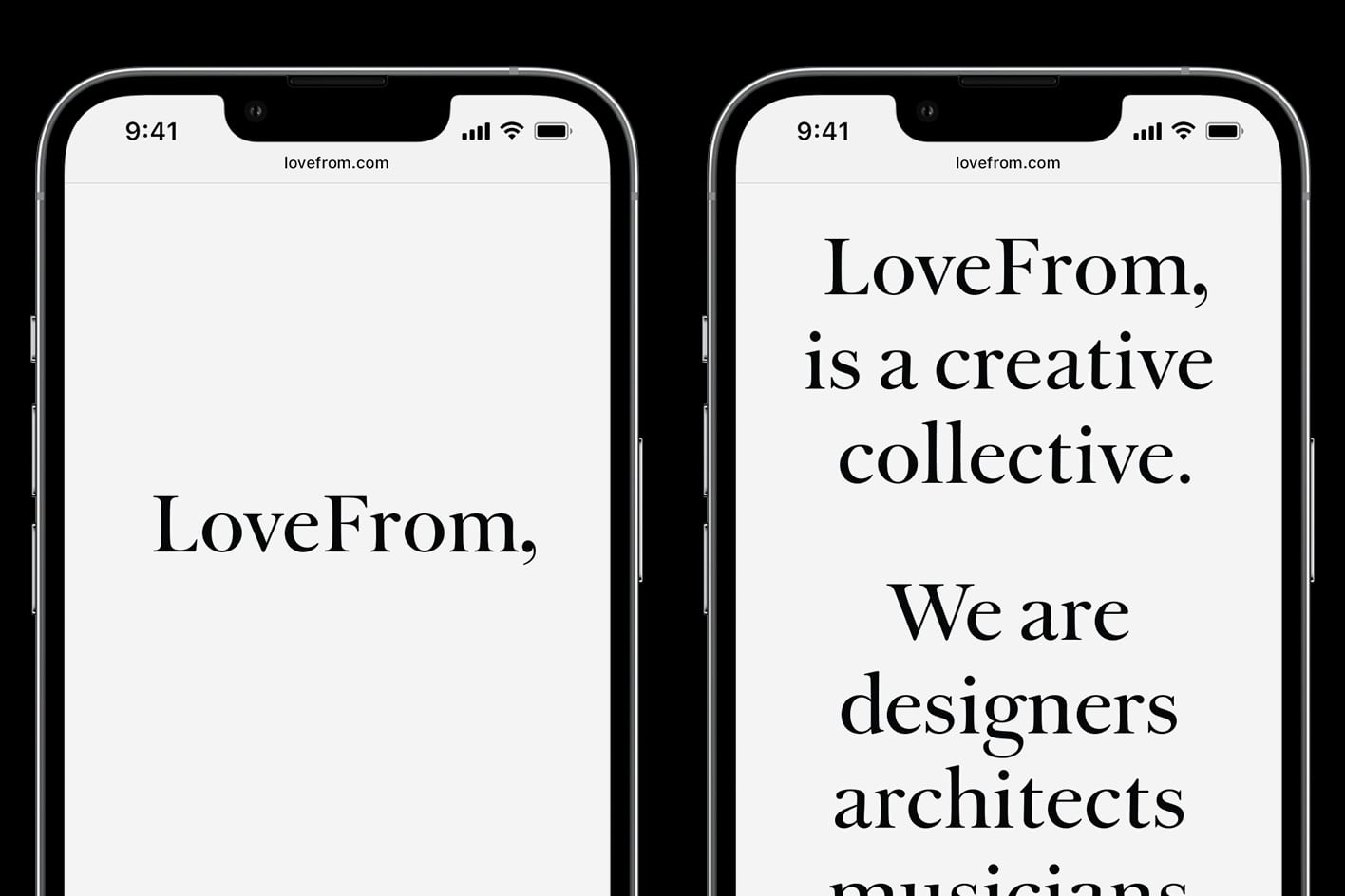Джони Айв открыл сайт своей дизайнерской компании LoveFrom. Там только текст