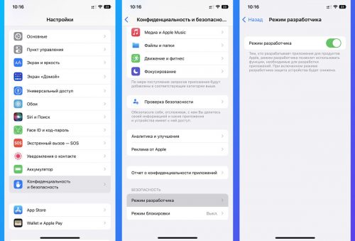 Режим разработчика ios 14