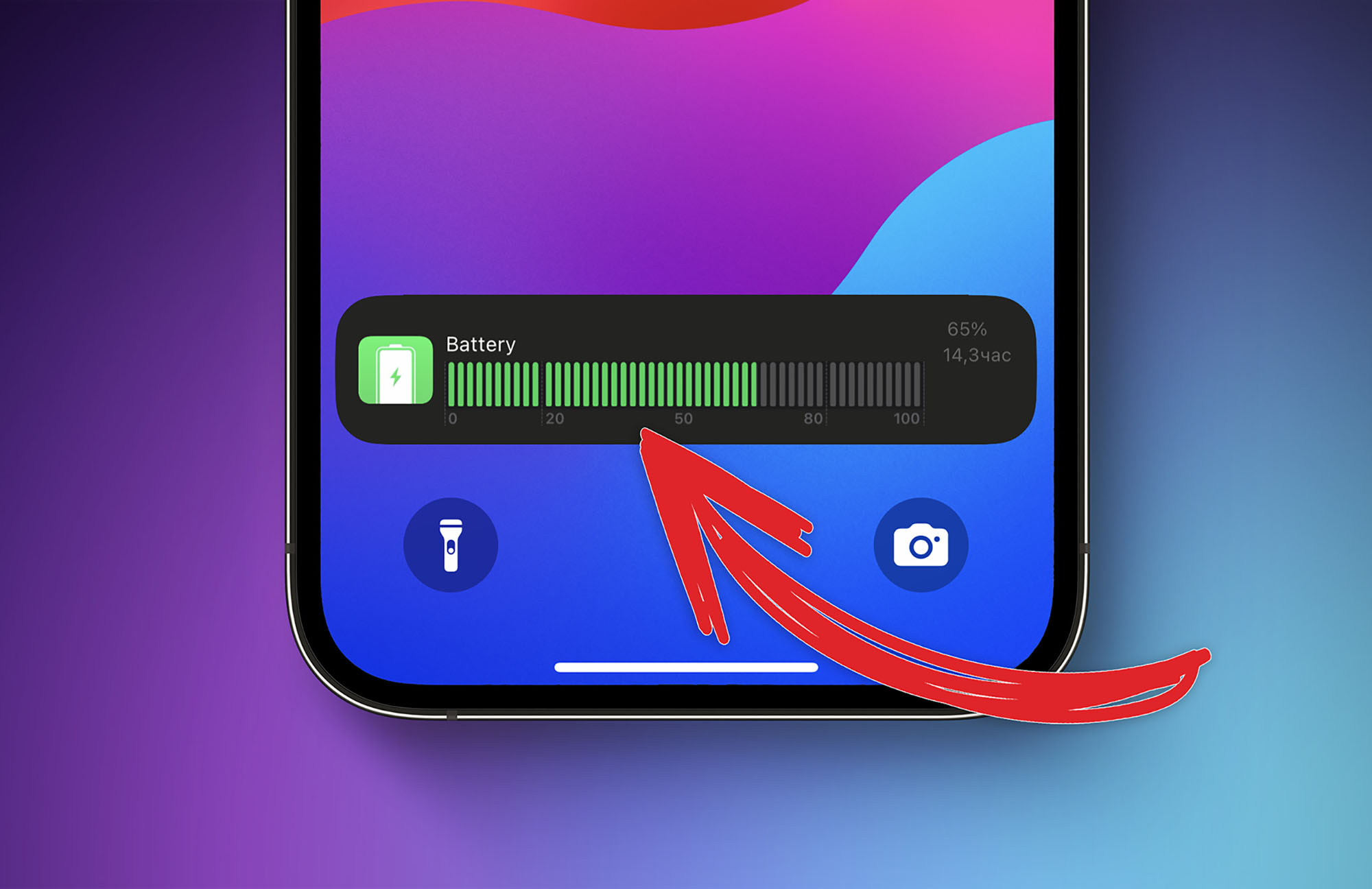 Как на iPhone добавить виджет в нижнюю часть экрана блокировки. Например, сверхподробный статус заряда аккумулятора