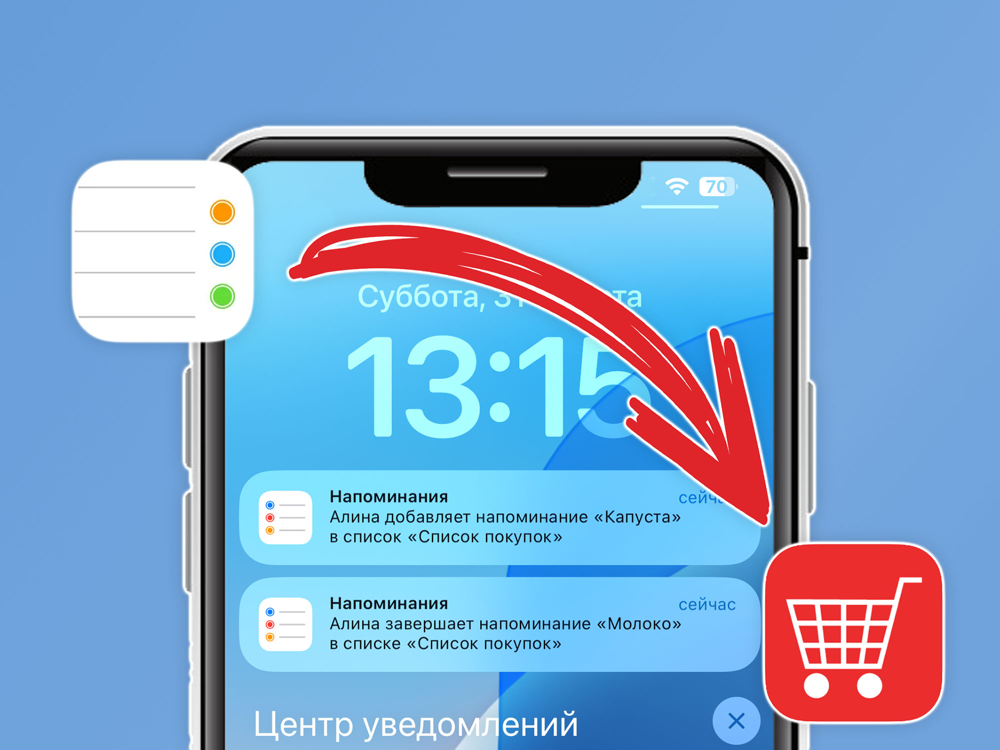 Как на iPhone создать общий семейный список покупок. Без сторонних  приложений и сервисов