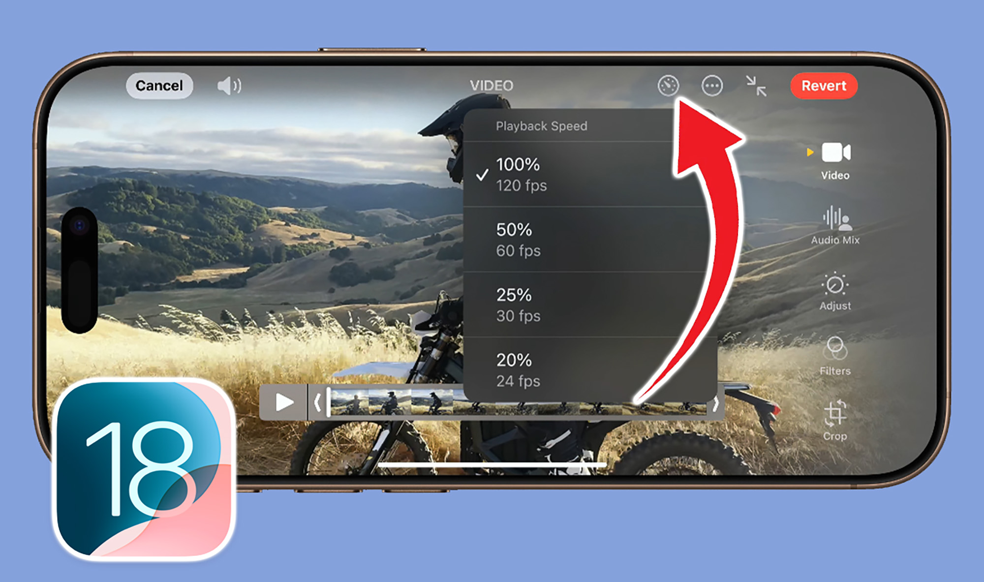 Как на iPhone с iOS 18 изменить скорость видео. Сторонние приложения не  нужны