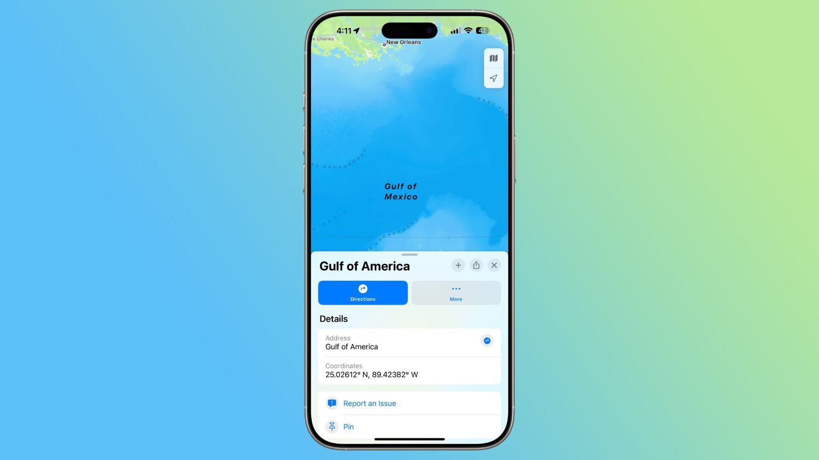 Apple переименовала Мексиканский залив в Американский залив в сервисе Карты для пользователей в США
